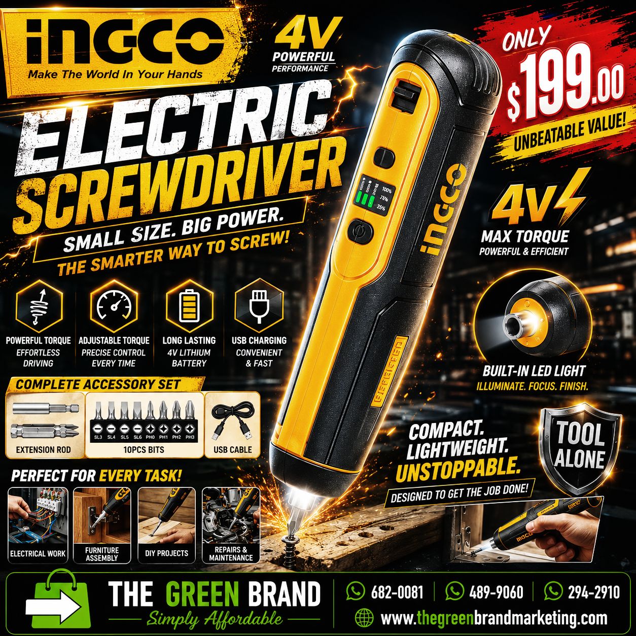 Ingco CSDLI0413 Li-Ion Cordless Screwdriver