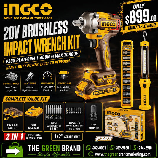 Ingco 400nm impact wrench combo 2 pc kit