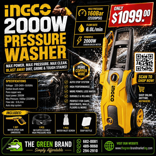 Ingco 2000w 2320psi electric pressure washer with free connector