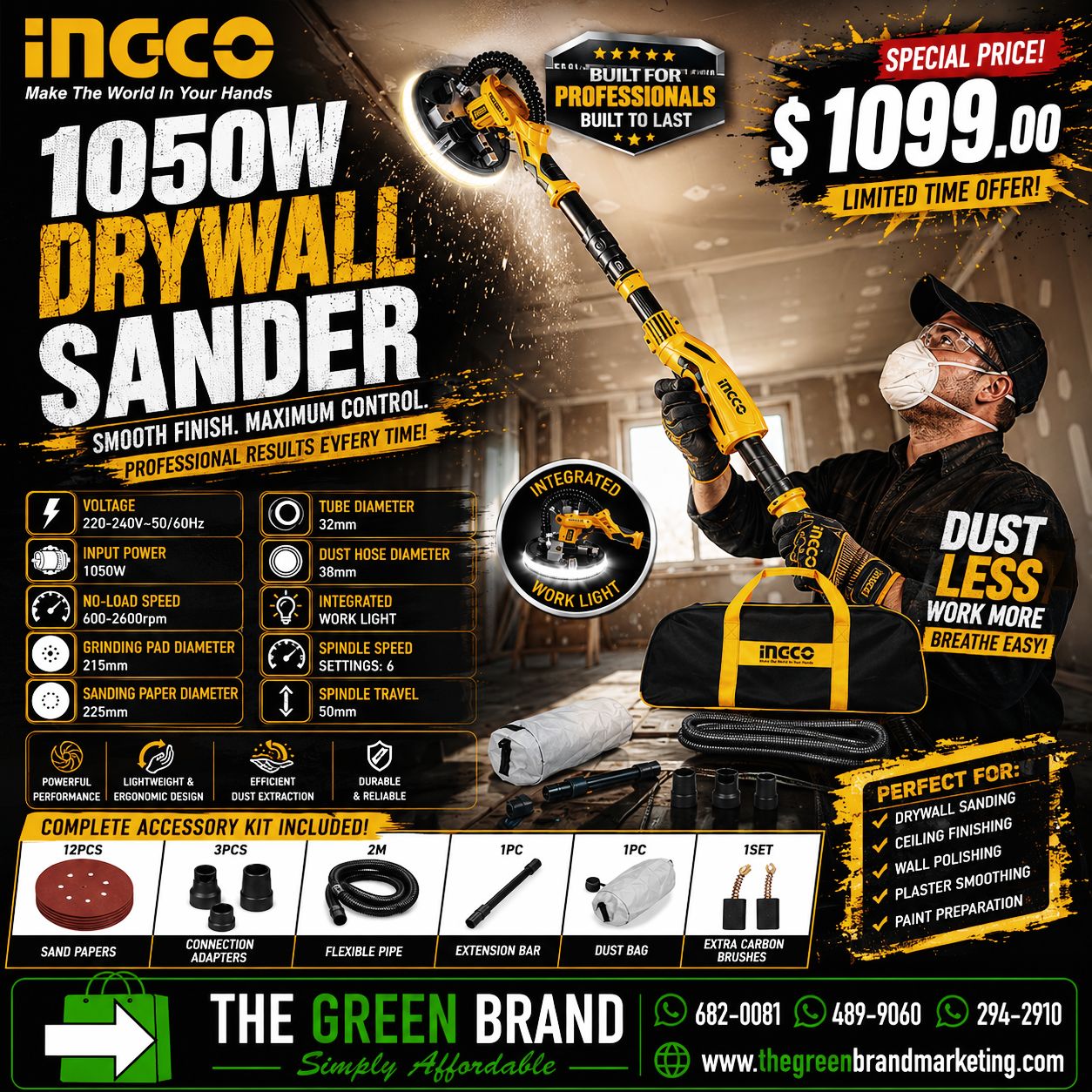 Ingco 1050W drywall sander