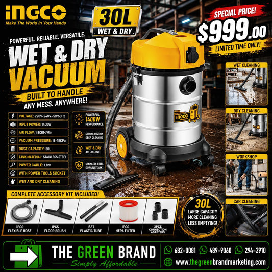 Ingco 30l vacuum wet dry