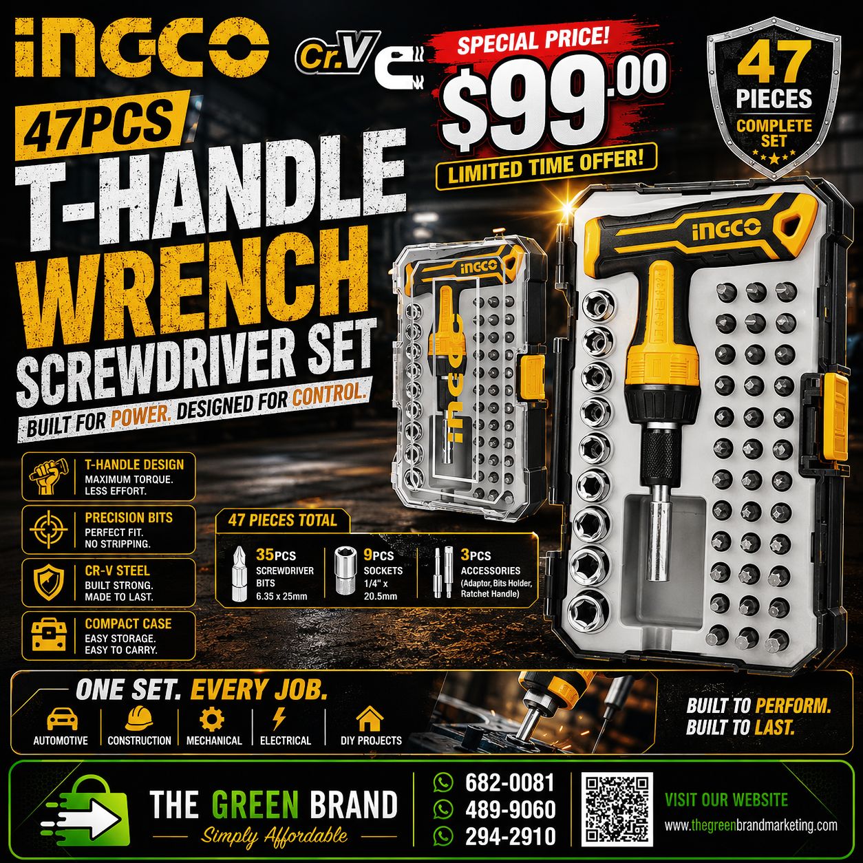 Ingco 47pc T handle Wrench S et