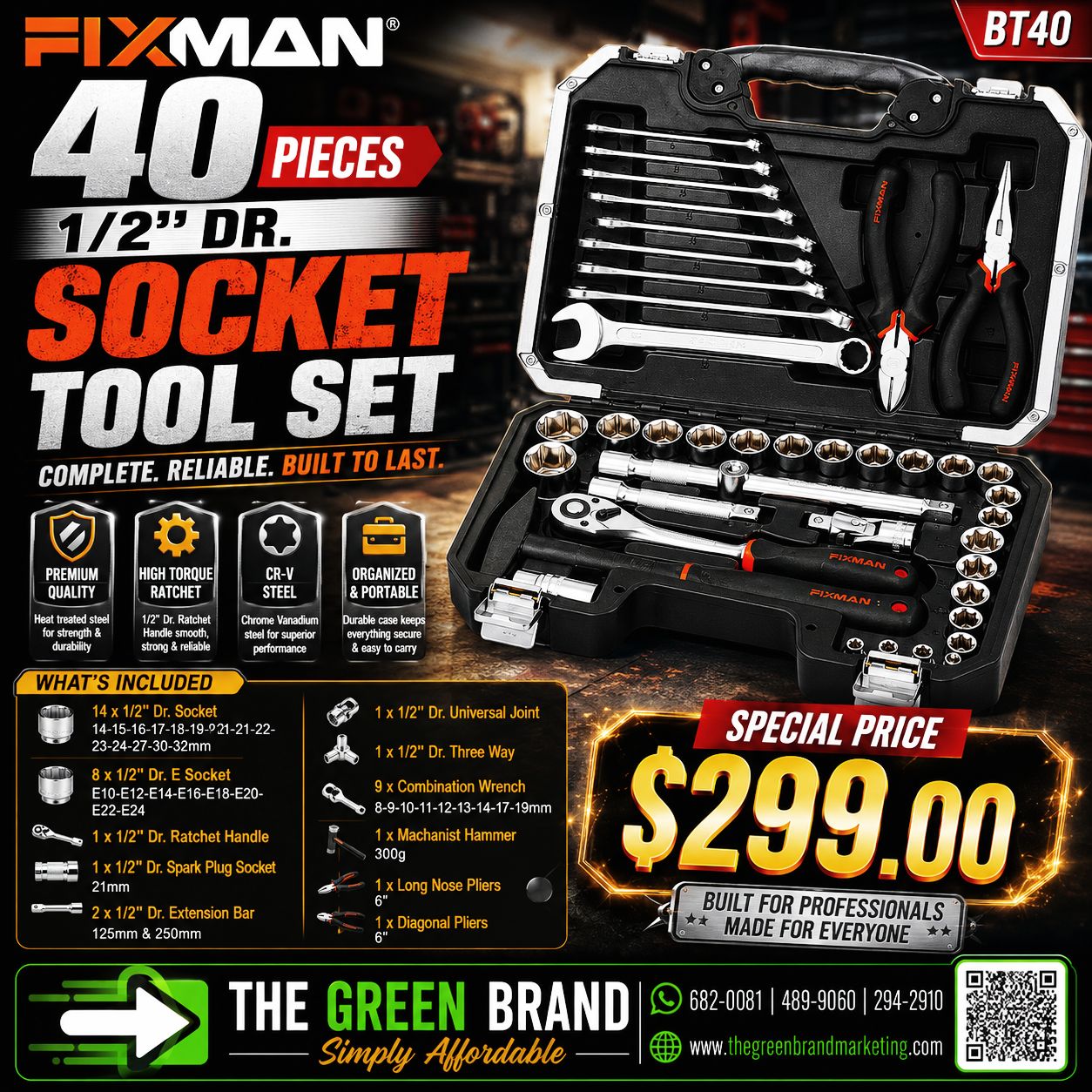 FIXMAN 40 Pc 1/2" Socket set