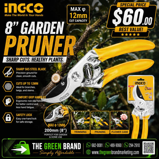 Ingco 8 inch Garden Pruner 1/2 inch