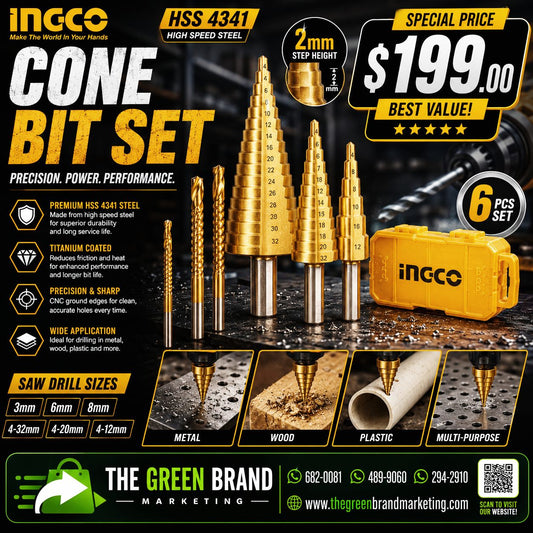 Ingco 6pc/set step drill bit set