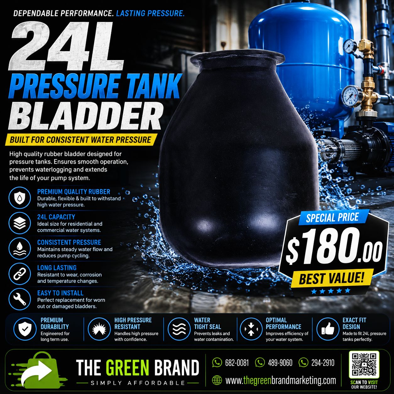 Replacement bladder for pressure tank 24L