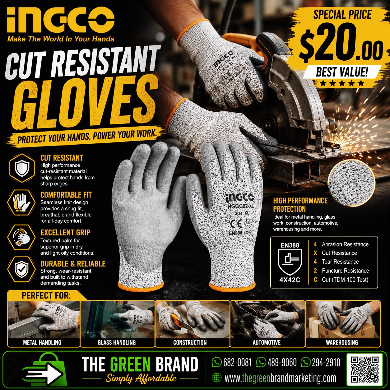 Ingco cut resistance gloves