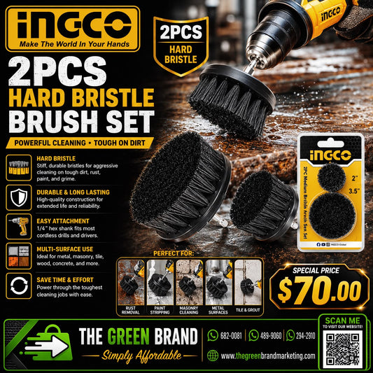 INGCO 2PCS HARD BRISTLE BRUSH CLEANING SET WCBH1235