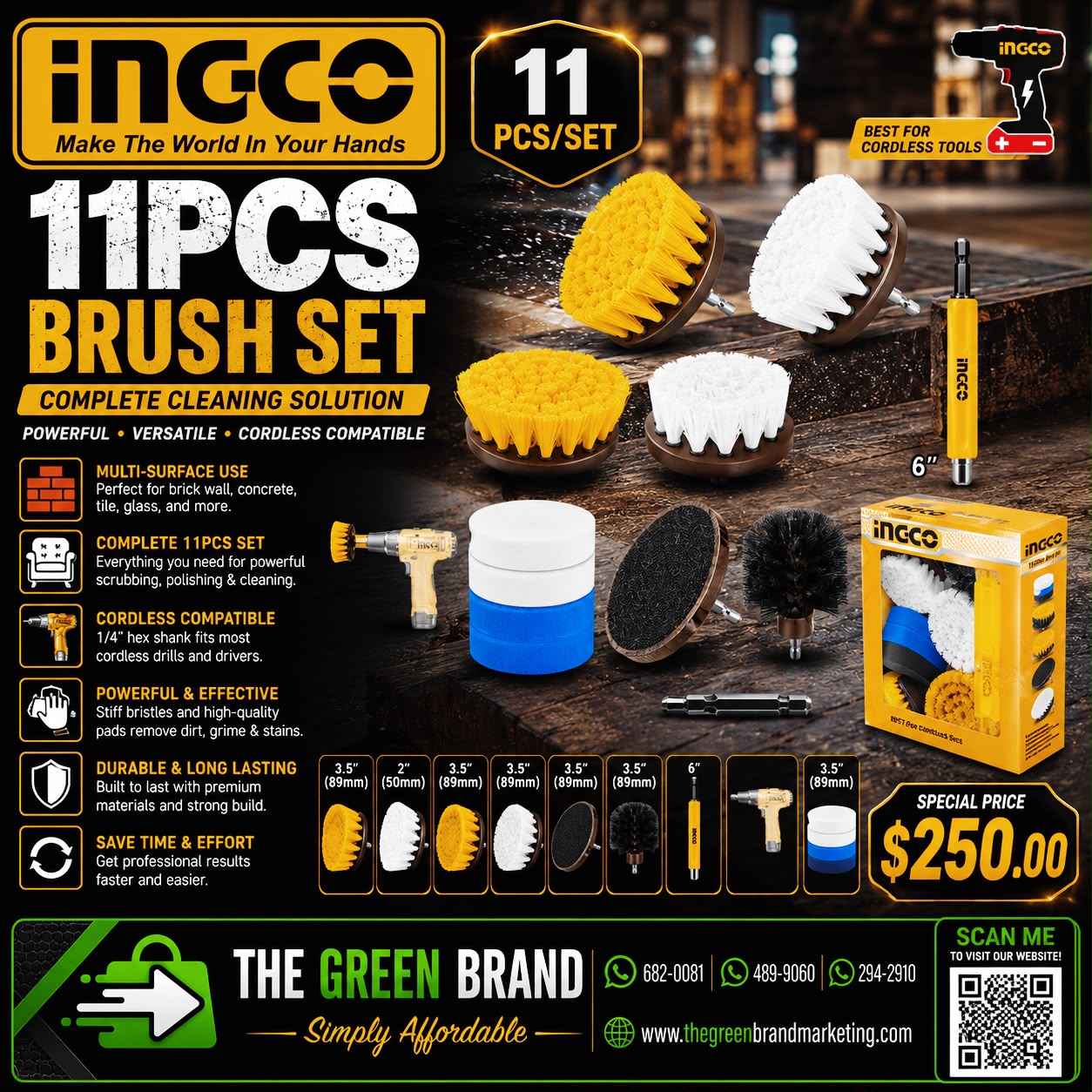 Ingco 11pc Drill brush Set