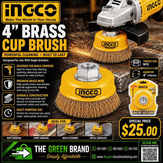 Ingco 4" Brass Cup Brush