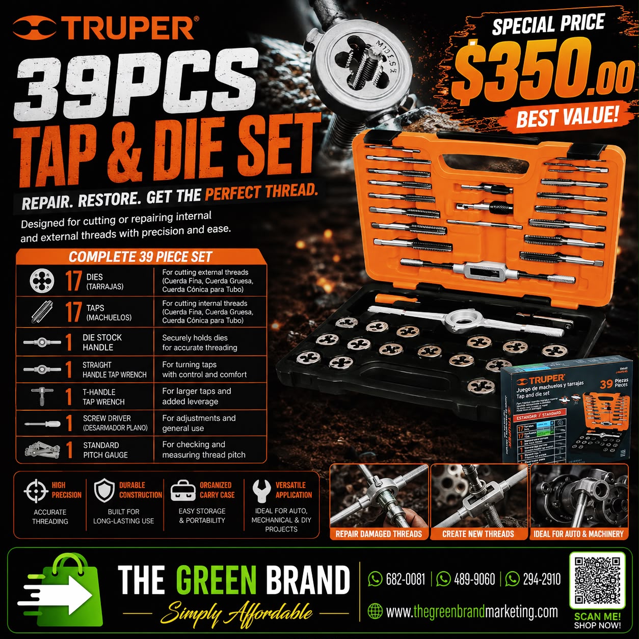 Truper 40 Piece Tap and Die Set