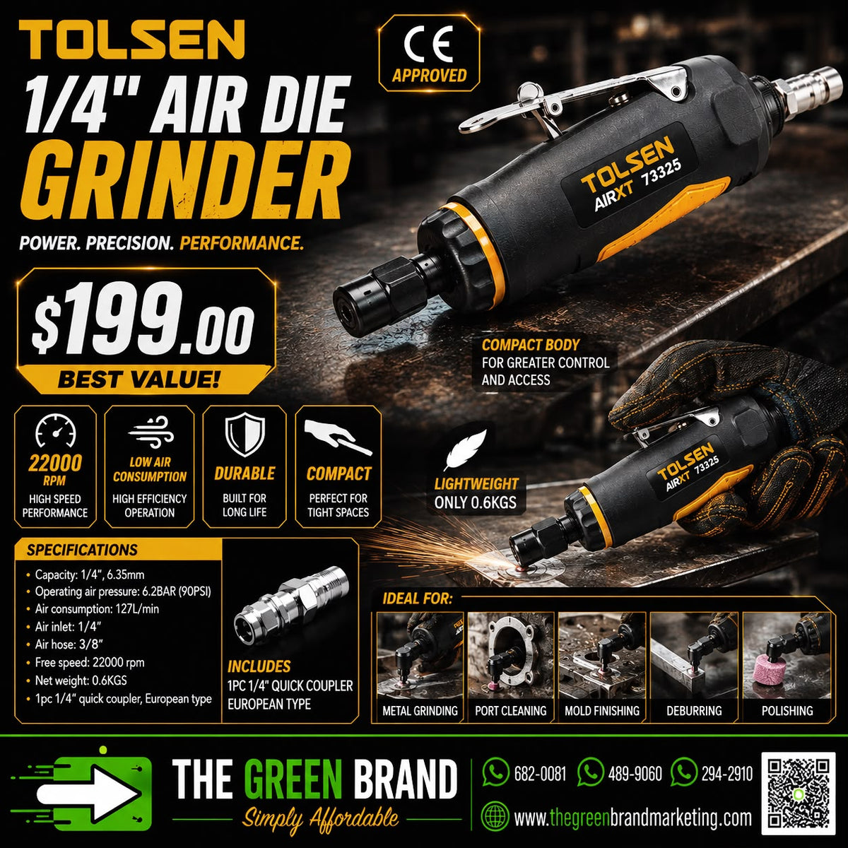 Tolsen Air Angle Grinder