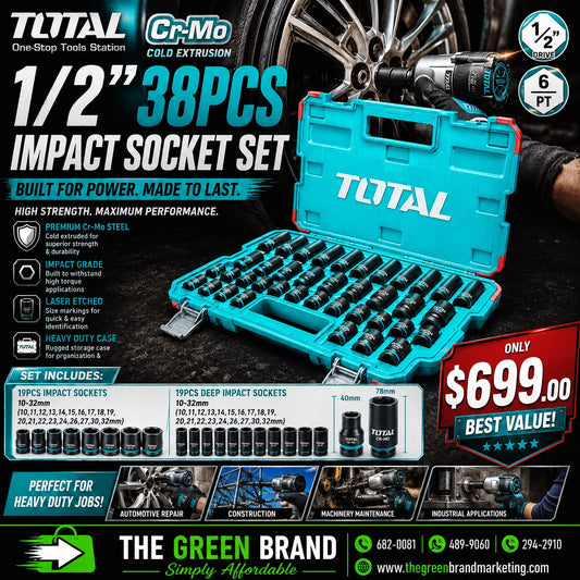 Total  38pc Impact socket socket 1/2" (short/long)