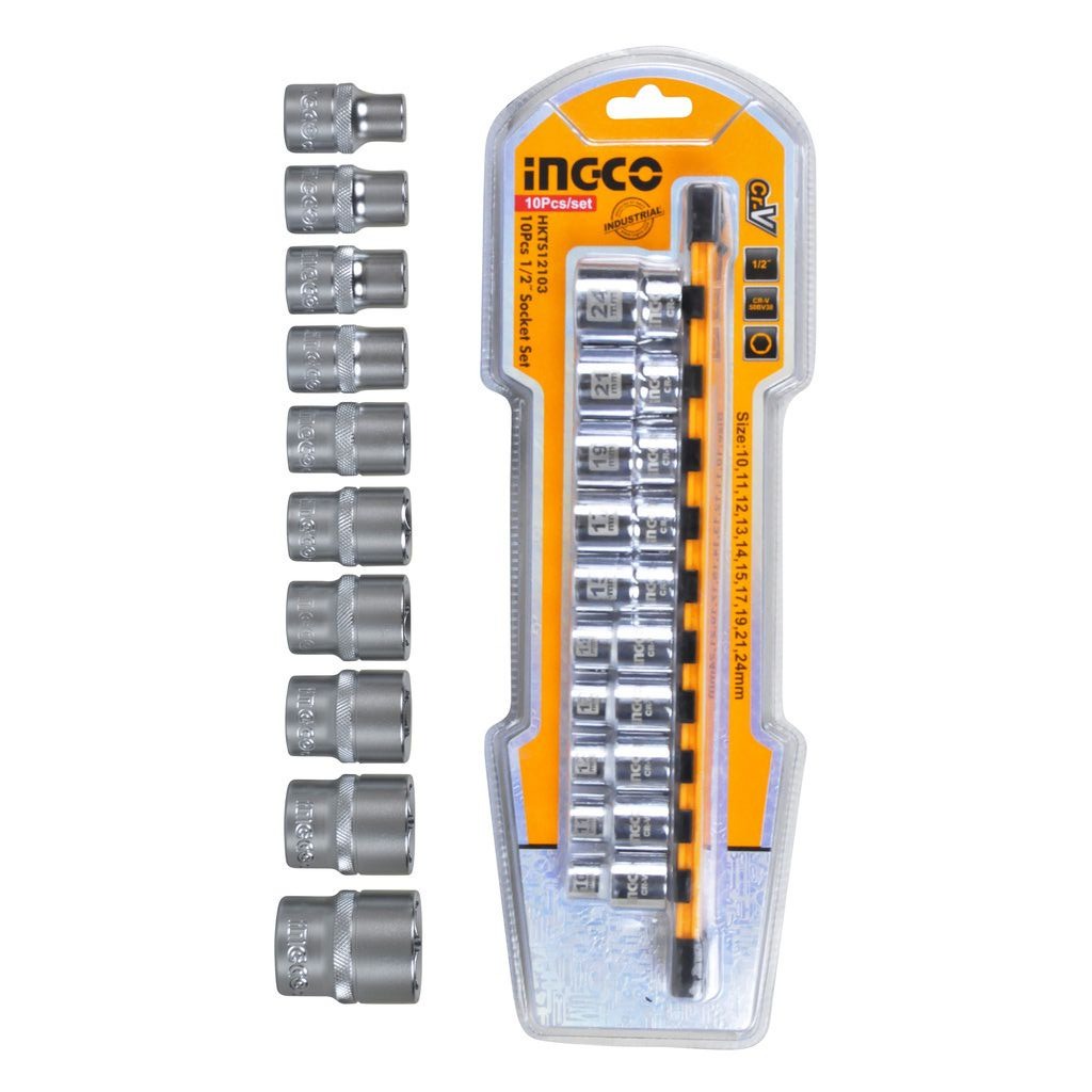 Ingco 10 piece 1/2 inch socket set