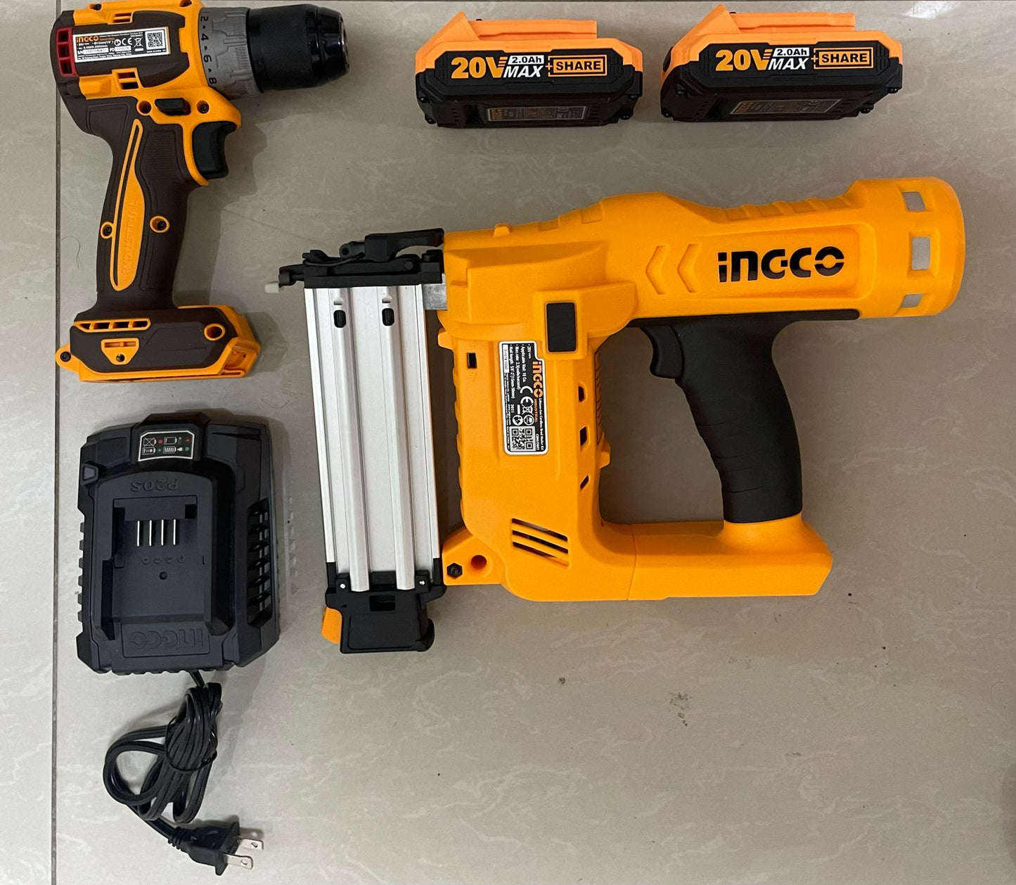 ingco cordless brad Nailer & compact drill combo