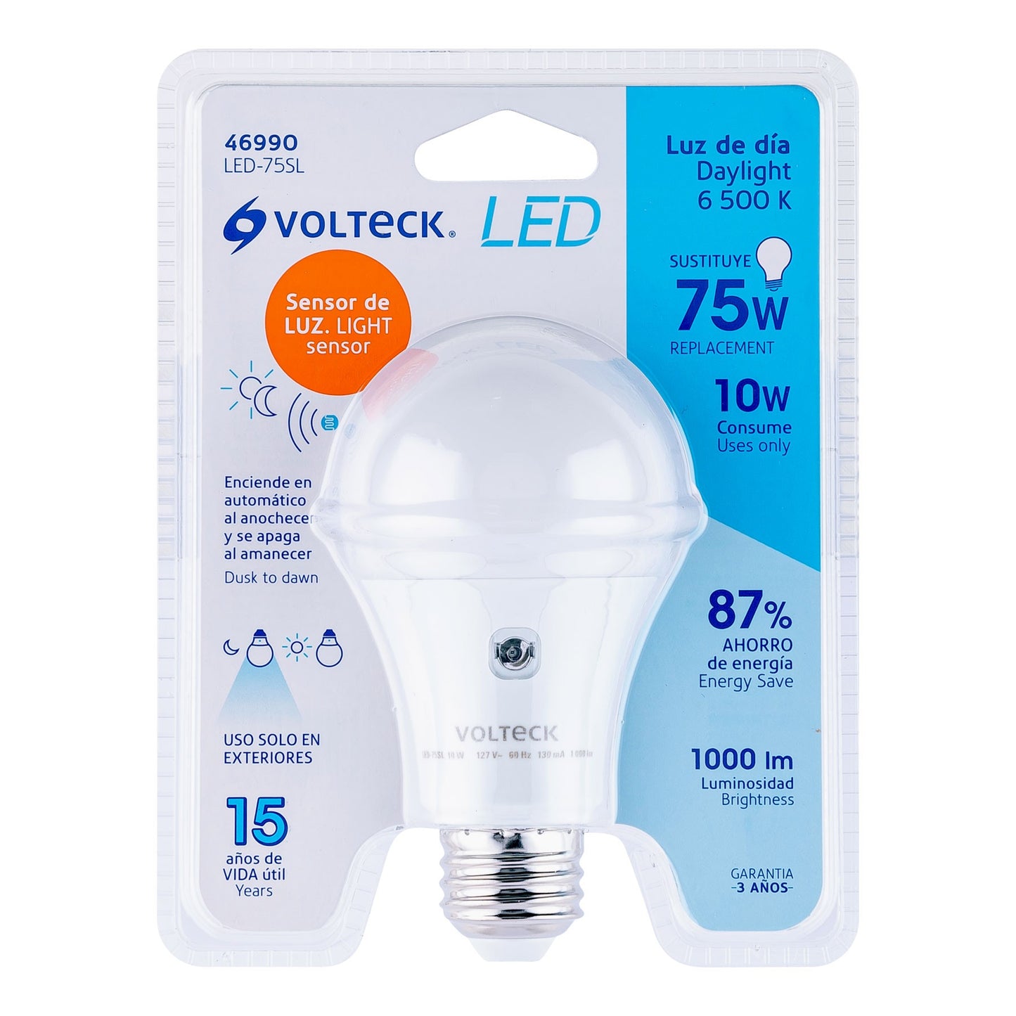 Volteck A19 10 W LED Bulb Lamp with Light Sensor