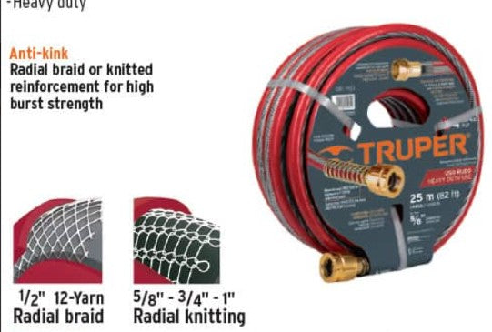 Truper Pro Garden Hose 4ply 1/2" 15m (49ft)