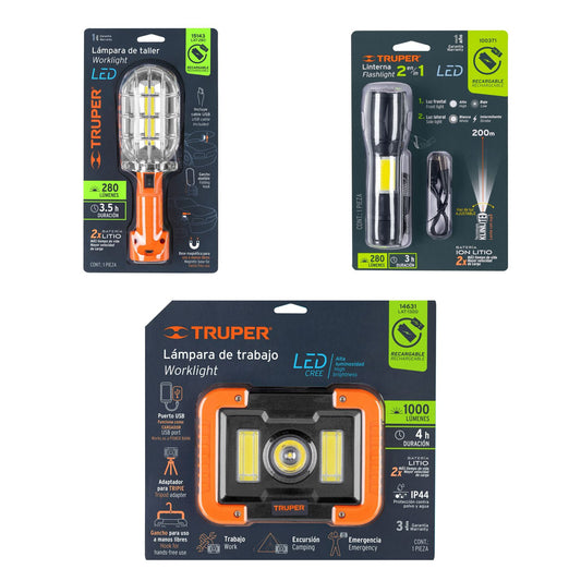 Truper work light 3pcs set combo